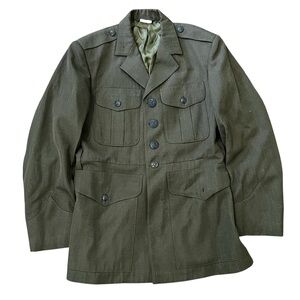 USMC Marine Corps Men's Green Poly Wool Coat Size 40 S
